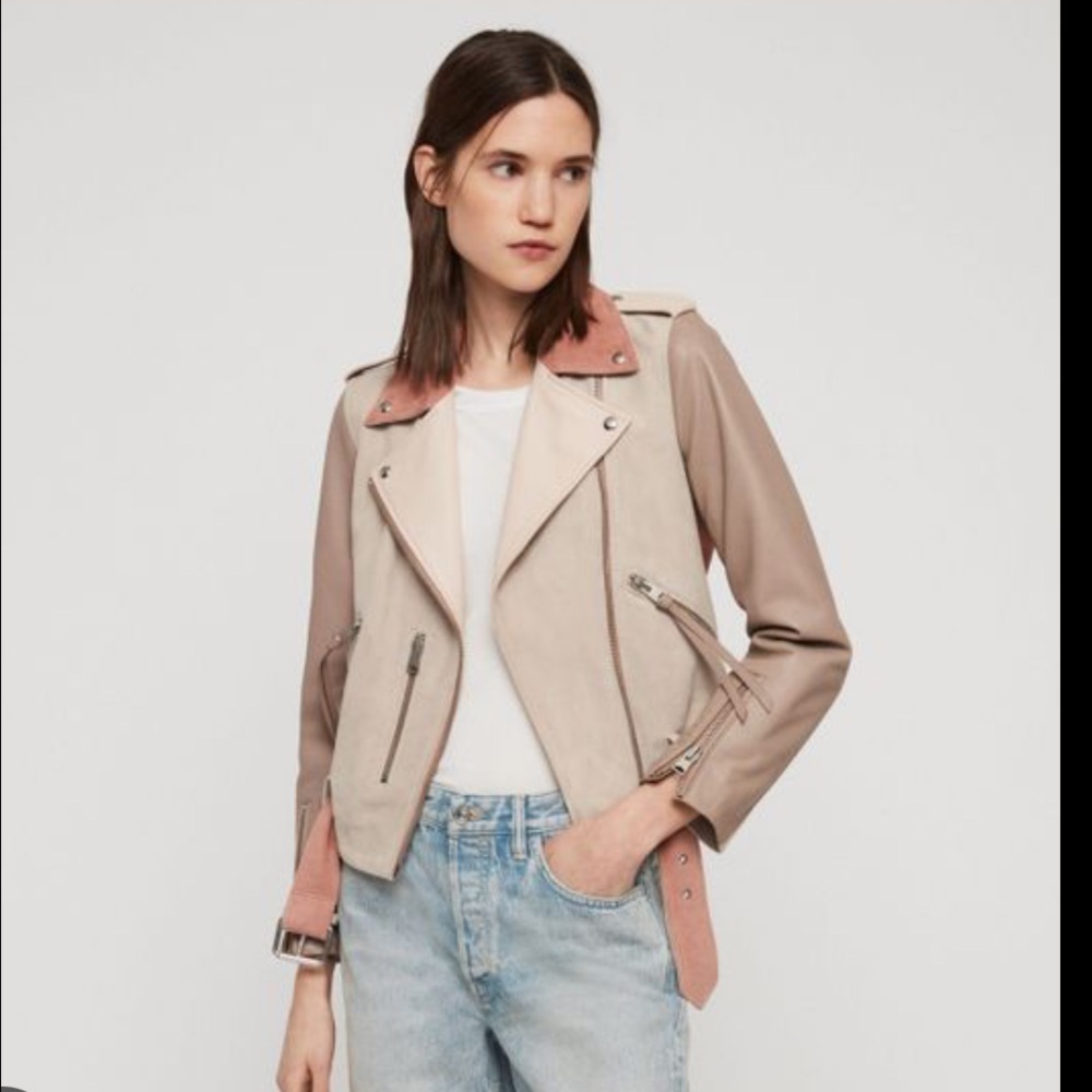 ALL SAINTS Balfern leather and suede biker jacket size 8